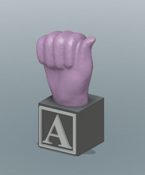 Small 3D Printed ABC & # America Sign Language Blocks