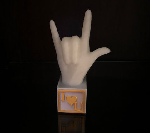 Large 3D Printed "I Love You" America Sign Language Block