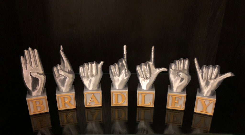 Sign Language Block Sign Small 3D Printed ABC & # America Sign Language Blocks – Formshape