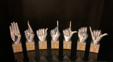 Small 3D Printed ABC & # America Sign Language Blocks